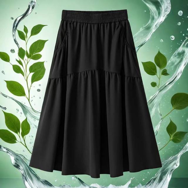Ice-sensing comfortable skirt for summer thin and versatile large size 2025 new high-waisted slim casual midi skirt