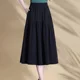 2025 summer new style loose slim skirt pocket skirt large size mid-length high-waisted A-line skirt for women