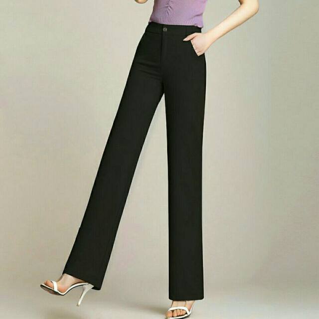 New spring and autumn style slim high waist and slightly flared trousers for women's trousers stretch large size straight bell-bottom trousers professional suit pants