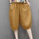 Bloomers for women, small ice silk cotton linen elastic high waist five-point shorts for women, new summer loose harem pants trendy