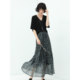 COCOBELLA temperament flowing printed large pleated floral skirt A-line long skirt HS117