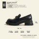 Qibu Forest 'Paris Left Bank' Thick-soled Small Golden Flower JK Loaf Shoes Women's British College Thick Heel Leather Shoes New Style