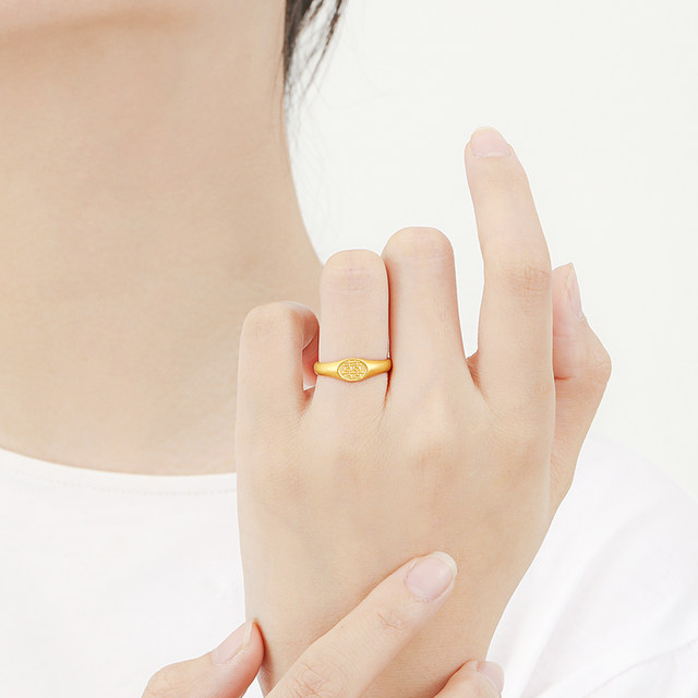 Pure Gold Latest Rings Ancient gold ring 999 pure gold new double happiness solid closed mouth ...