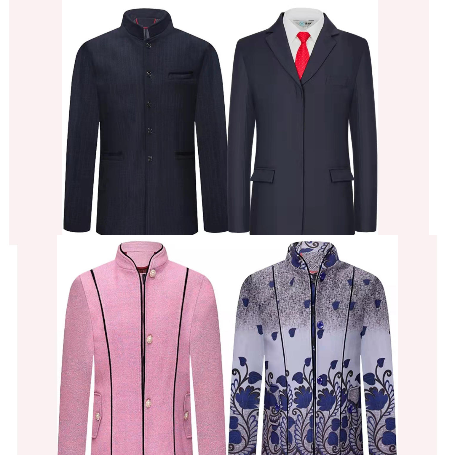 高档寿衣厂价直销死人衣服殡葬男款西装中山装女款毛呢大衣七件套