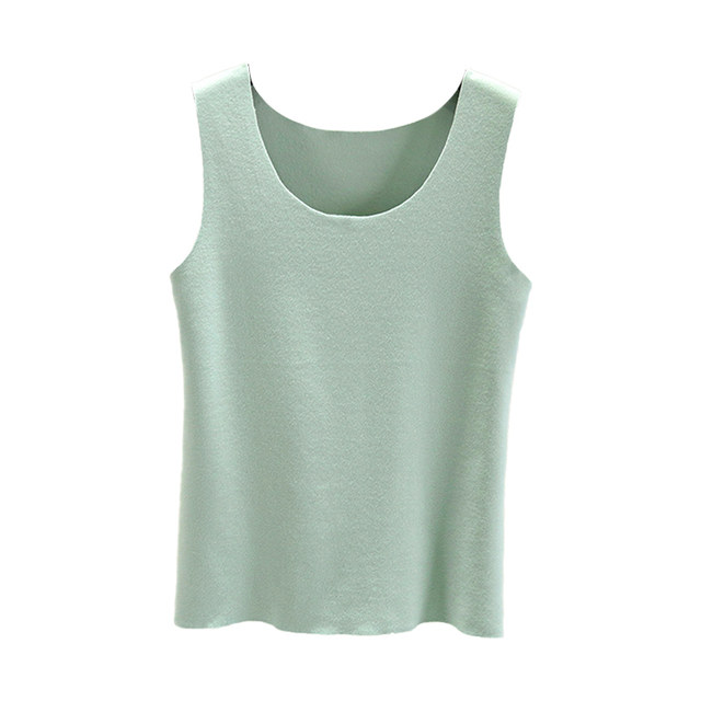 Double -sided vulcan warm vest female in autumn and winter with velvet fever no trace bottom shirt solid color thickened sleeveless top
