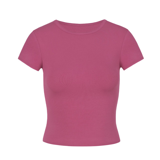 ITSNIKAR European and American hot girls retro slim round neck short sleeve sexy high waist slim summer T-shirt top for women