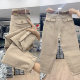 New high-waist khaki denim harem pants for spring 2025, women's loose age-reducing retro slimming nine-point pants trendy
