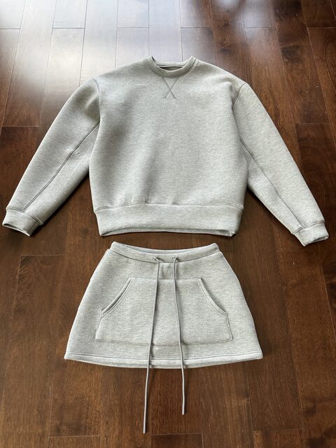 2024 autumn and winter new style plus velvet drawstring sweatshirt cotton A-line skirt skirt casual sports skirt
