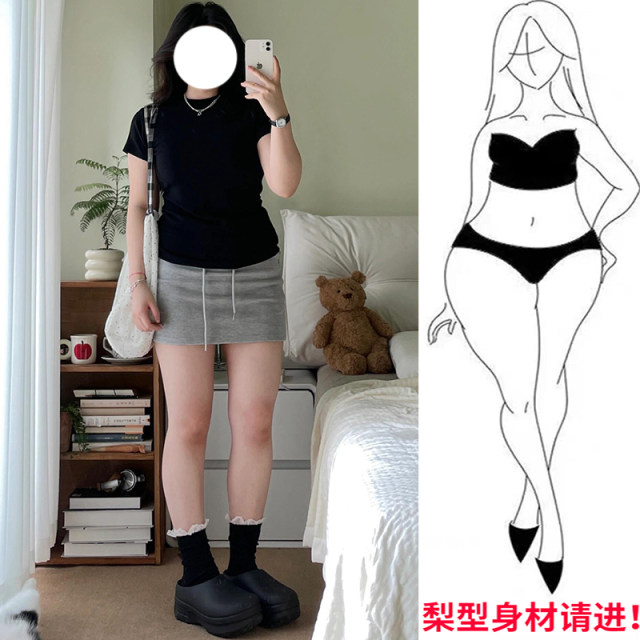 Gray sports and casual skirt for women in summer, slightly fat big size sweatshirt dress with high waist slim small hip-covered short skirt
