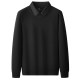 Fat man wears fake two-piece plus size shirt collar sweater for men plus fat jacquard solid color sweater casual long sleeves