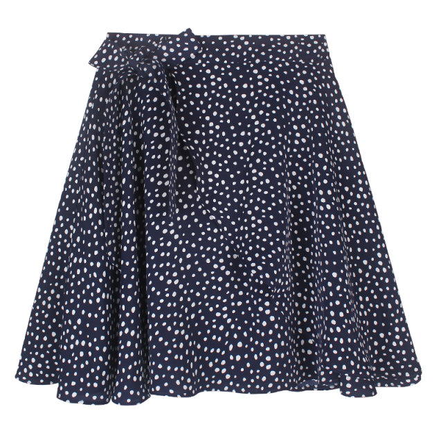 Polka dot short skirt for women in summer high waist strap zipper anti-exposure small retro hip cover chiffon a-line skirt
