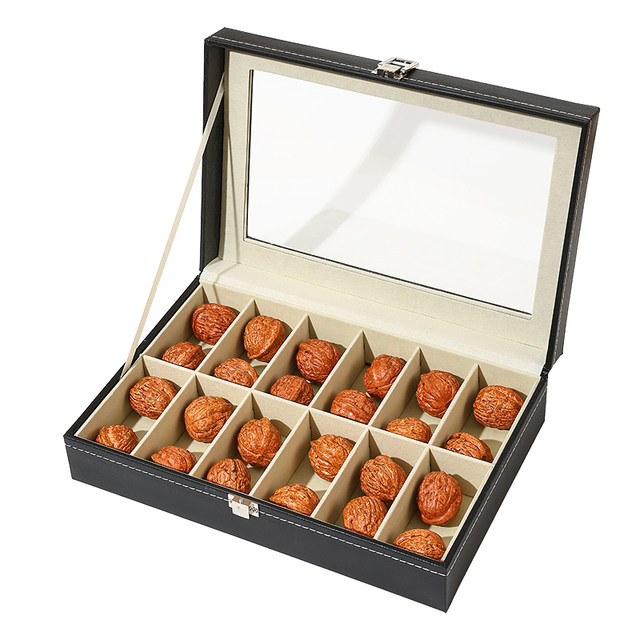 Leather skylight literary play walnut storage box lion head storage box walnut display display box walnut collection box