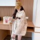 Design sense cartoon age-reducing hooded sweatshirt for women with autumn and winter plus velvet thickened loose large size junior high school students top