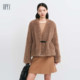 HPLY Hebili winter new style women's single buckle imitation fur vertical cut short jacket
