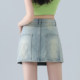 one more high waist a-line skirt for women, summer slim and slim and anti-exposure denim short skirt hot girl hip-pack skirt
