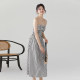 one more2025 summer new slim one-length striped suspender dress for women high-end strapless long skirt