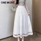 one more white skirt for women summer 2025 new style ink high waist moon skirt lace spliced ​​cake skirt X