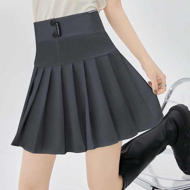 ONE MORE elastic waist pleated skirt for women 2025 autumn anti-exposure elastic high waist slimming skirt A-line skirt