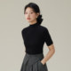 one more2025 summer half turtleneck sweater mid-sleeved women's T-shirt high-end feel bottoming top for women's clothing