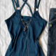 Cross blue backless caution suspender vest for women spring and summer 2025 new chain versatile top
