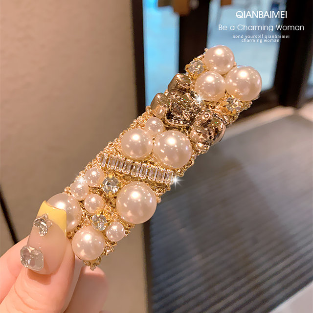 Hairpin women's 2023 autumn and winter new style one-line clip heavy industry full diamond high-end bangs side clip back head clip