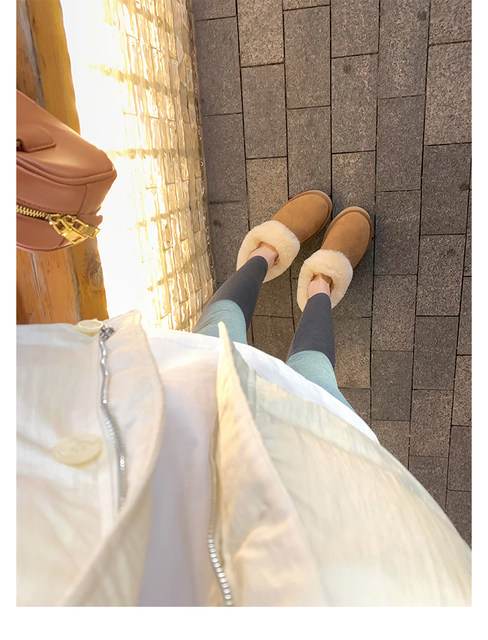 Sangpo genuine wool and leather snow boots for women, thick-soled winter heightening short boots, warm and thickened snow cotton boots