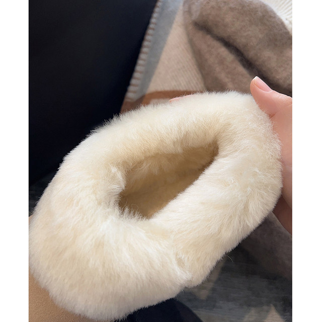 Sangpo genuine wool and leather snow boots for women, thick-soled winter heightening short boots, warm and thickened snow cotton boots