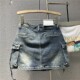 European products 2024 summer new three-dimensional pocket denim work skirt street hot girl fashion A-line skirt
