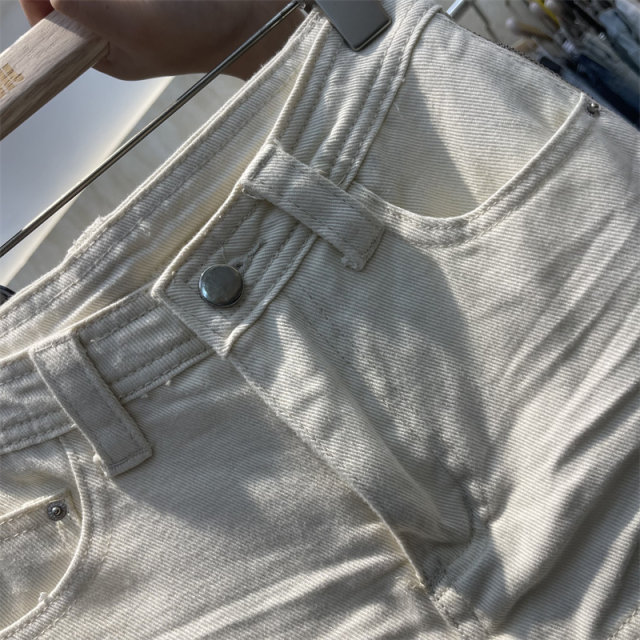 Sexy hot girl denim miniskirt 2025 summer new side seam zipper design anti-exposure hip-cover skirt
