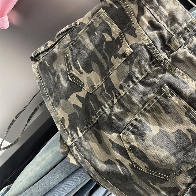 American hot girl pocket design work skirt for women 2024 early autumn new fashionable and personalized versatile A-line denim skirt
