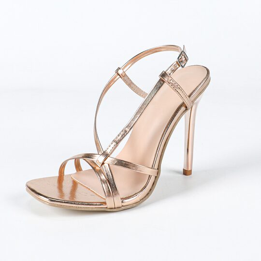 Women's summer outer wear open-toe high heels, sexy stiletto heels, champagne color, ladylike style, ladies fashion sandals, banquet shoes