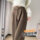 Large size woolen suit pants for women in autumn and winter plus velvet thickened harem pants straight slimming nine-point high waist drooping cigarette pants