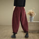 Retro corduroy plus velvet thickened harem pants for women loose slim casual dad pants autumn and winter warm velvet pants
