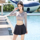 Women's 2025 summer new split sports skirt style seaside vacation long sleeve sun protection large size two-piece swimsuit