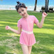 Girls swimsuit one-piece high-end sweet and fashionable medium-sized children quick-drying professional girls sun protection hot spring swimming suit children