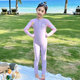 Children's swimsuits, boys, long sleeves, long trousers, one-piece quick-drying sun protection girls, middle-aged and big children's swimsuits, professional training swimsuits
