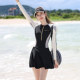 Swimwear for women in hot springs 2025 new popular conservative one-piece skirt style belly-covering and slimming large size long-sleeved swimwear