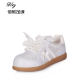 Wide foot large size women's shoes 41-43 summer new single shoes 2025 extra large casual fashion trend mesh white shoes
