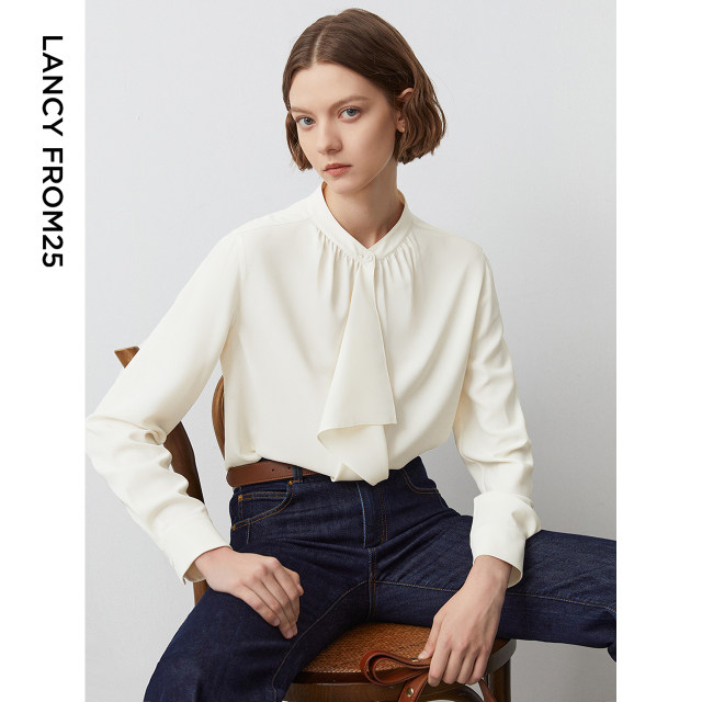 Design Sensory Lotus Leaves Edge Female 2024 Autumn New Sleeve French Female Shirt
