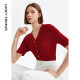 Langzi French thin V-neck knitted cardigan short-sleeved women's spring and summer new high-end inner T-shirt bottoming shirt top