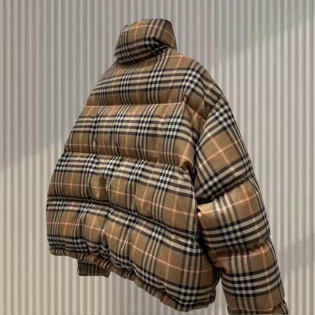 Design-sensual plaid short cotton jacket for women 2024 winter new small thickened bread jacket for cotton jacket