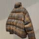 Design-sensual plaid short cotton jacket for women 2024 winter new small thickened bread jacket for cotton jacket