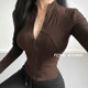Windmill and Spear American hot girl German velvet stand collar long sleeve zipper cardigan jacket women's spring yoga sports top