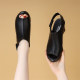 Summer high-heeled sandals for women, genuine leather thick heels, breathable Roman shoes for women, hollow anti-slip fish mouth shoes for women, lightweight sandal boots