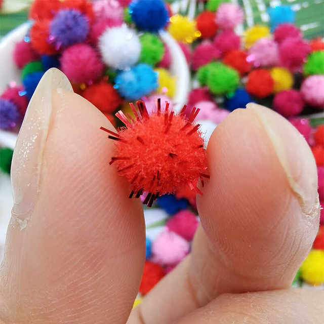 Colorful glitter plush balls for kindergarten creative handmade diy making materials to decorate children's educational glitter plush balls