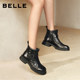 
Belle black boots scratched leather fashion boots plus velvet new black Chelsea boots short boots E8P1DDD5 pre