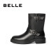 Belle Casual Retro Western Boots Women's Winter Shopping Mall Same Style New Genuine Leather Motorcycle Boots Short Boots 3EL65DZ4