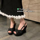 
Fish mouth sexy wedge sandals for women 2025 summer new small fragrance style color-blocking gentle open-toe waterproof platform super high heels