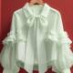 White high-end chiffon shirt 2024 new early autumn sweet niche unique temperament bow long-sleeved top
