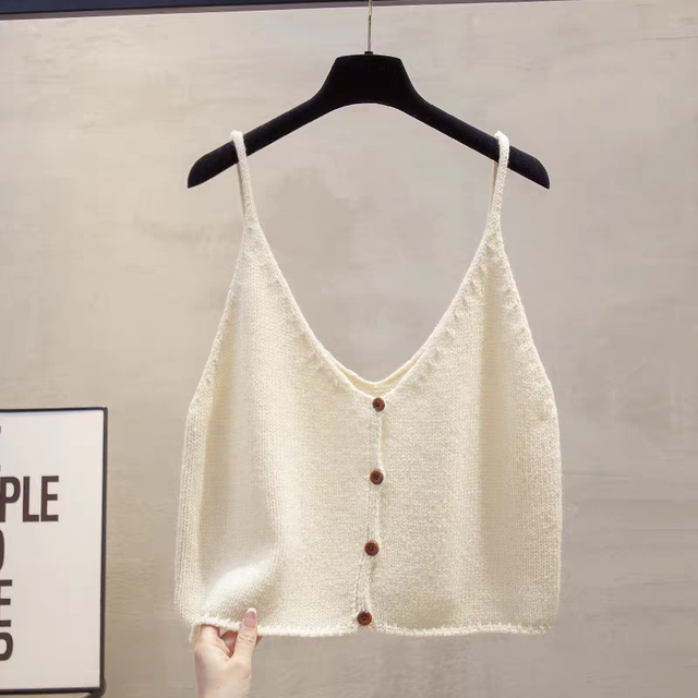 Cardigan vest vest vest vest women's suspender short spring and autumn new style outside horse clip layered sweater vest trendy